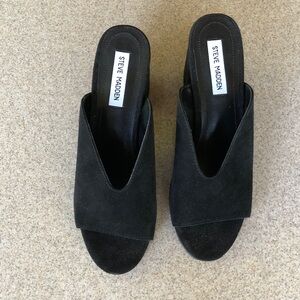 Steve Madden Black Suede Mules